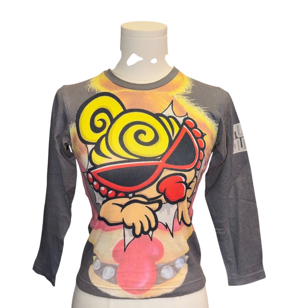 Hysteric Glamour Mini Graphic Long Sleeve T-Shirt Grey Harajuku Streetwear